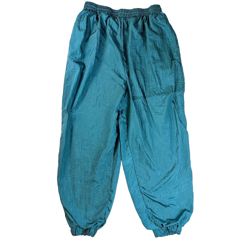 Bold Spirit Vintage 80s Track Pants Womens XL Teal Nylon Windbreaker Joggers